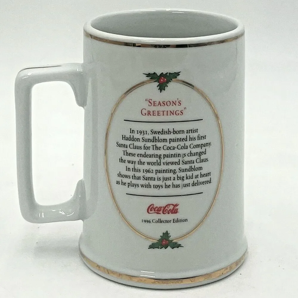 Coca-Cola Santa Coffee Mug Good Boys & Girls 1996 Seasons Greetings